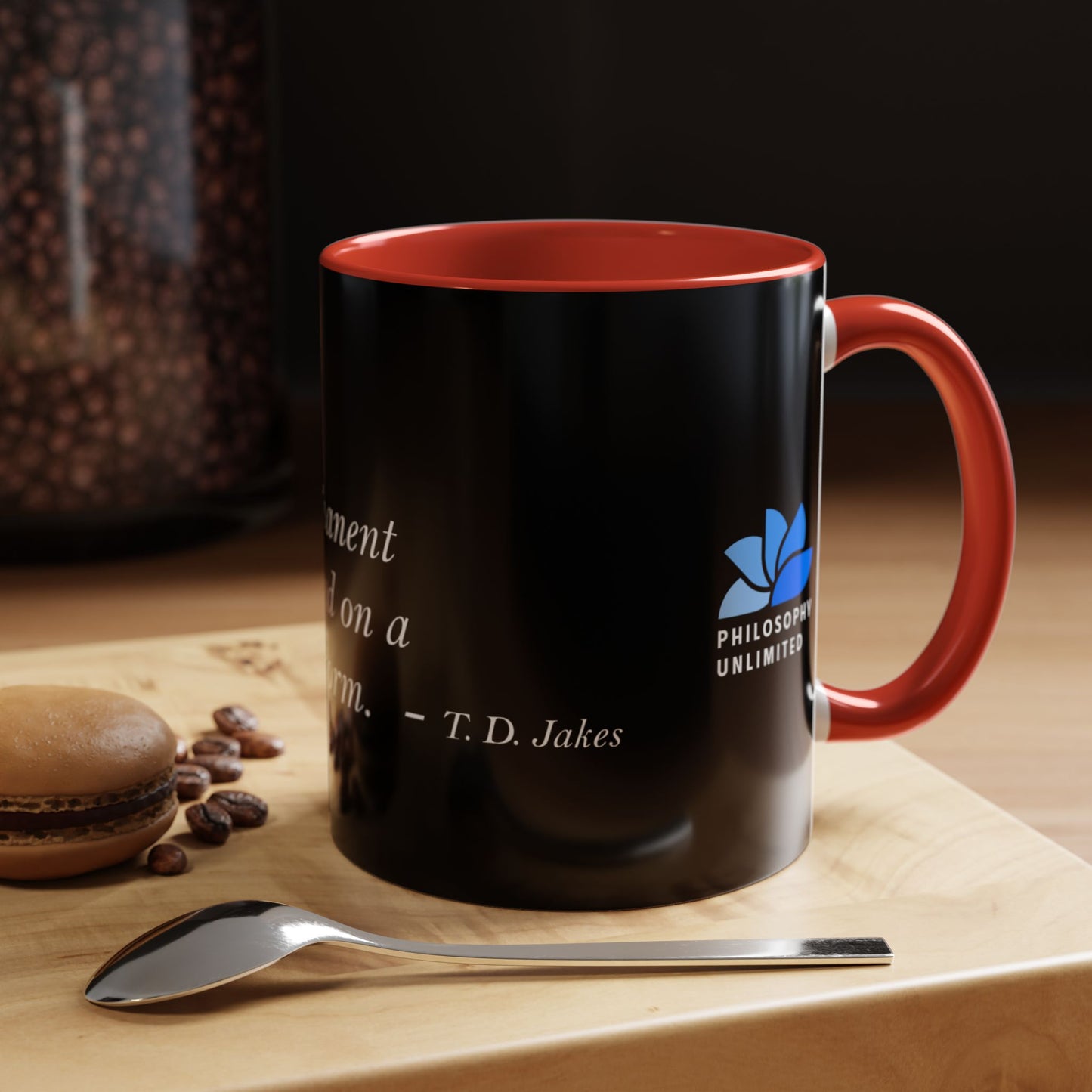 The Storm Is Over Accent™ kaffemugg 11 oz (0,33 L) / 15 oz (0,44 L) (svart tema): TD Jakes Citat