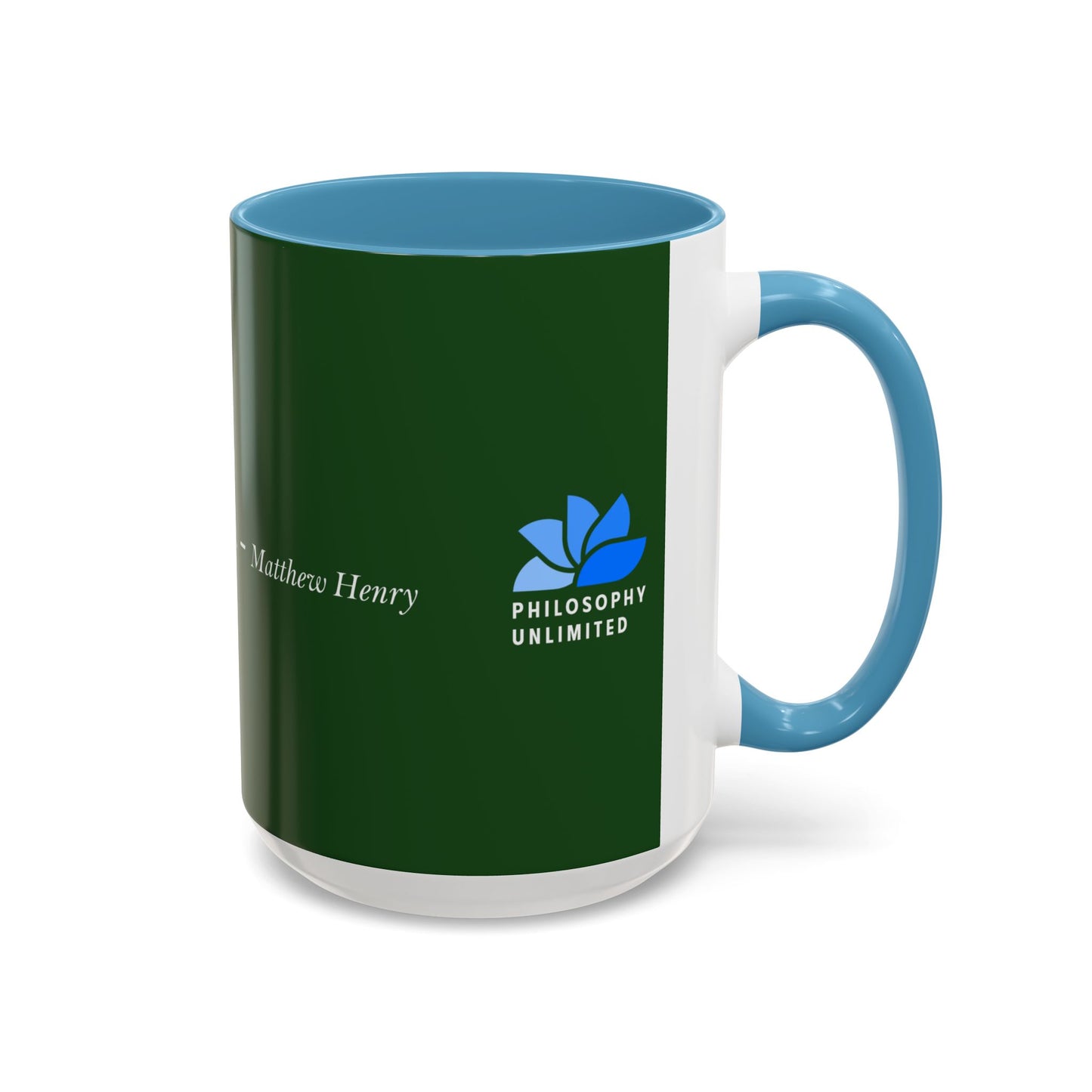 The Storm Is Over Tasse à café Accent™ 11 oz (0,33 L) / 15 oz (0,44 L) (thème vert) : citations de Matthew Henry