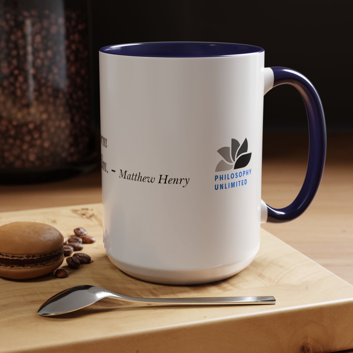 The Storm Is Over Accent™ kaffemugg 11 oz (0,33 L) / 15 oz (0,44 L) (vitt tema): Matthew Henry Quotes