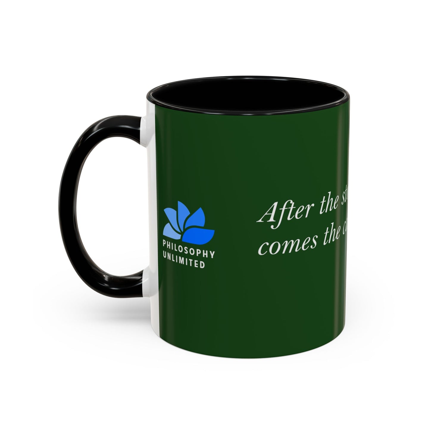The Storm Is Over Tasse à café Accent™ 11 oz (0,33 L) / 15 oz (0,44 L) (thème vert) : citations de Matthew Henry