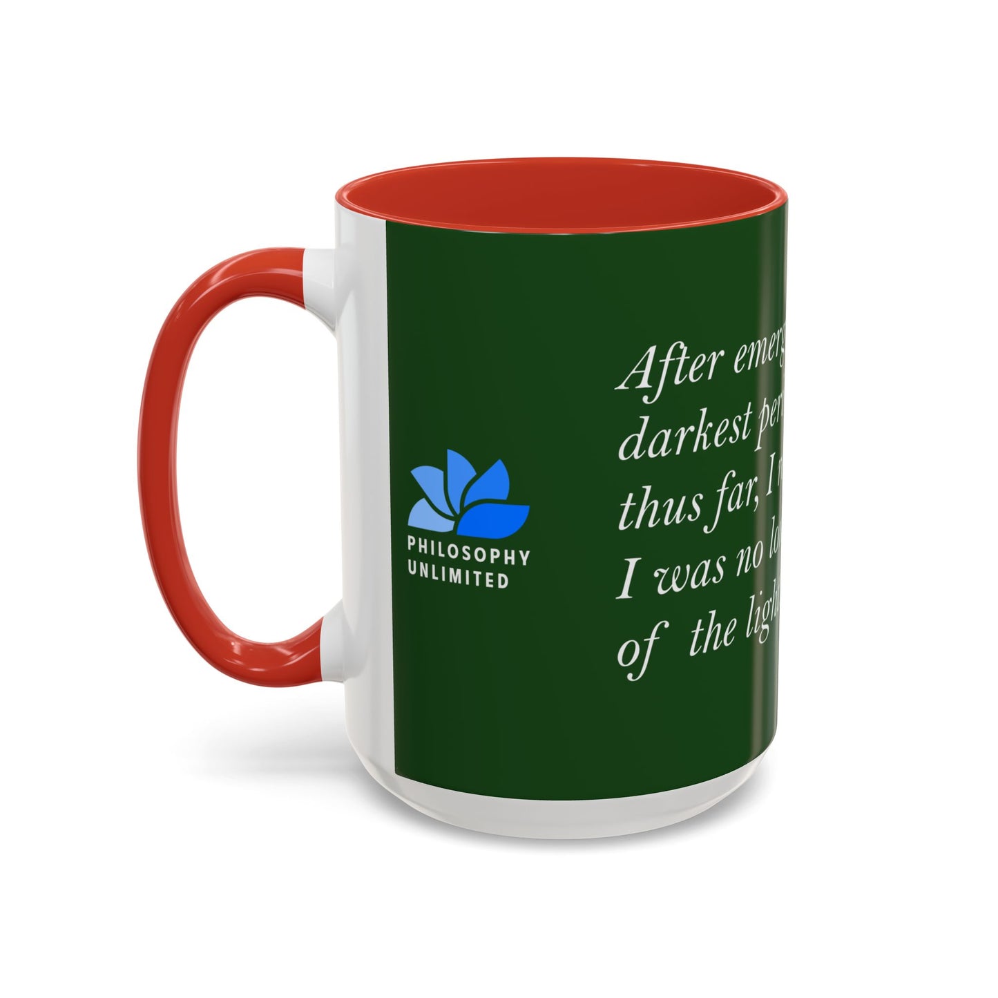 The Storm Is Over Tasse à café Accent™ 11 oz (0,33 L) / 15 oz (0,44 L) (Thème vert) : Citations de Fabien Landry
