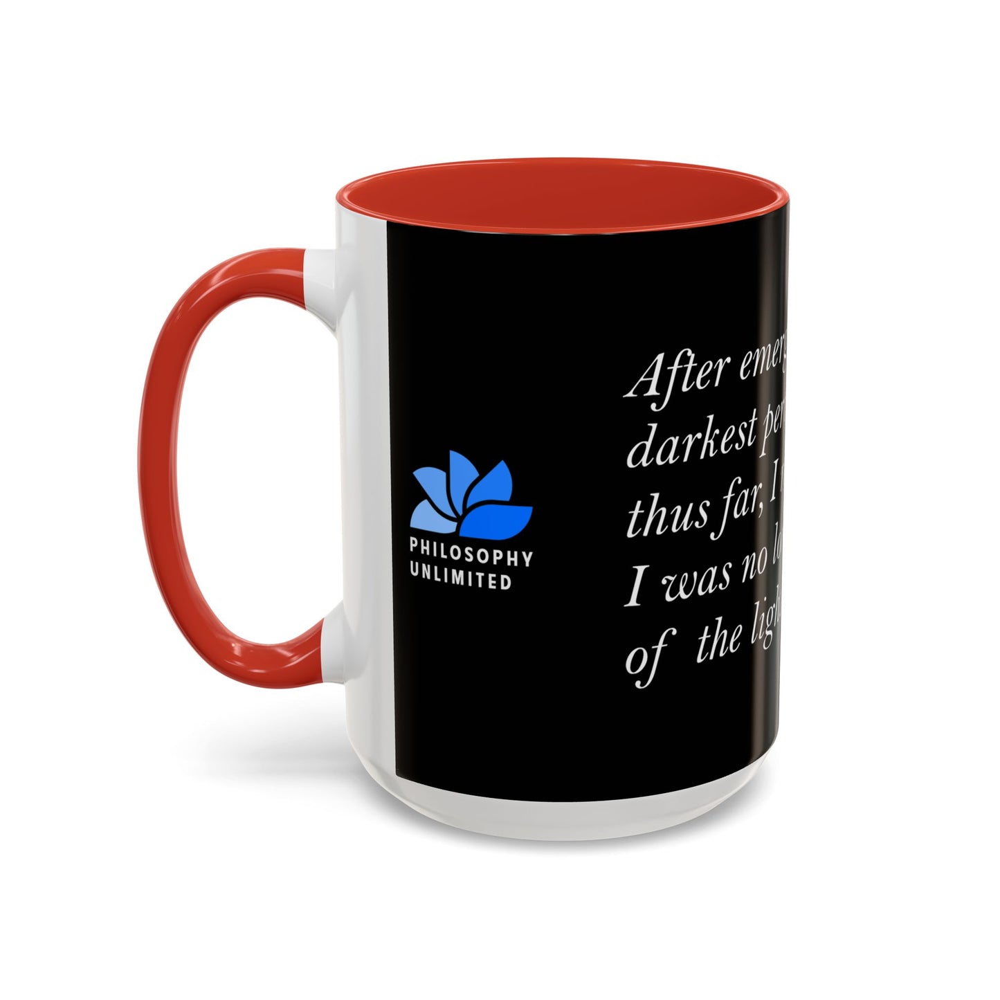 The Storm Is Over Accent™ kaffemugg 11 oz (0,33 L) / 15 oz (0,44 L) (svart tema): Fabien Landry Citat
