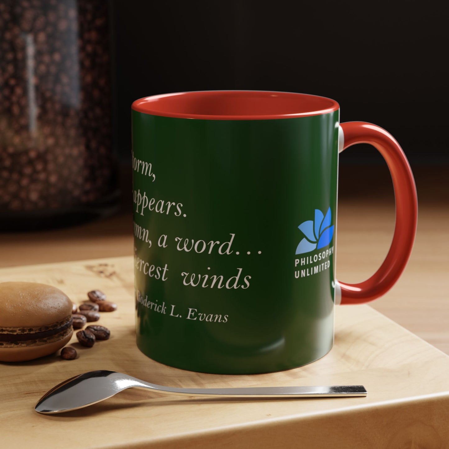 The Storm Is Over Accent™ Kaffekrus 11 oz (0,33 l) / 15 oz (0,44 l) (Grønn Tema): Roderick Evans Quotes