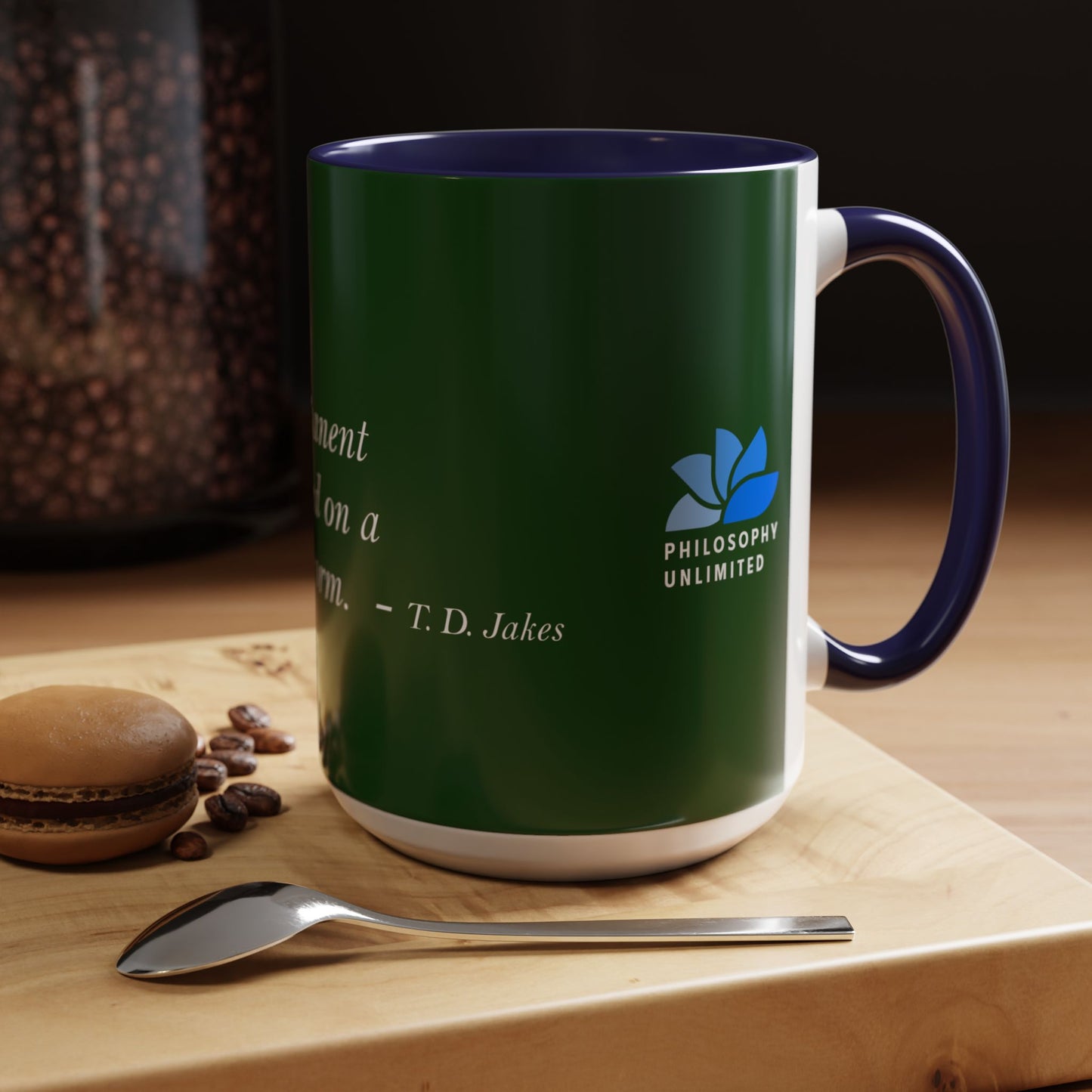 The Storm Is Over Accent™ kaffekrus 11 oz (0,33 L) / 15 oz (0,44 L) (grønt tema): TD Jakes Citater