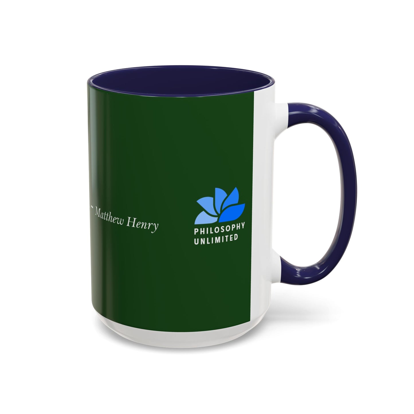 The Storm Is Over Tasse à café Accent™ 11 oz (0,33 L) / 15 oz (0,44 L) (thème vert) : citations de Matthew Henry