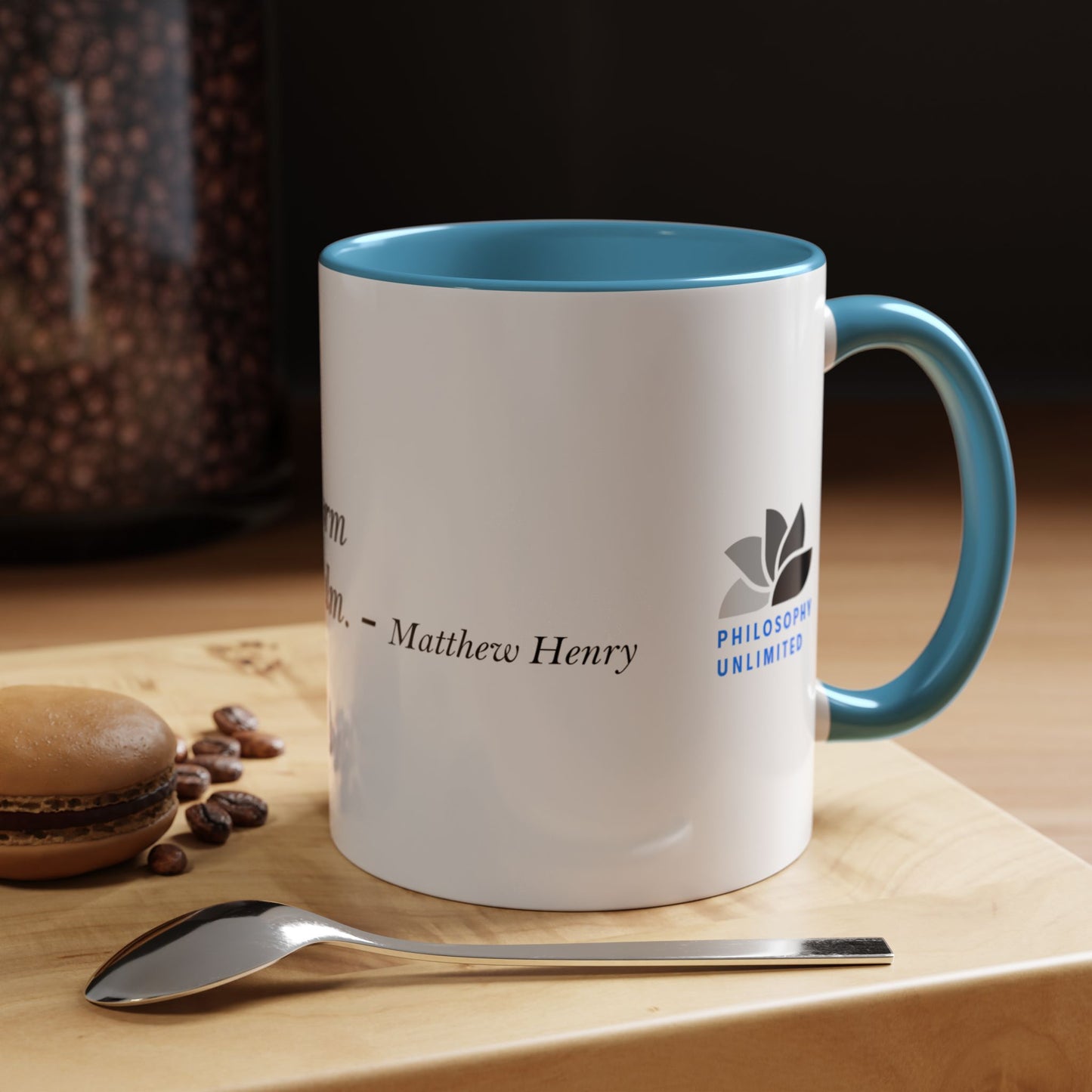 The Storm Is Over Accent™ kaffemugg 11 oz (0,33 L) / 15 oz (0,44 L) (vitt tema): Matthew Henry Quotes