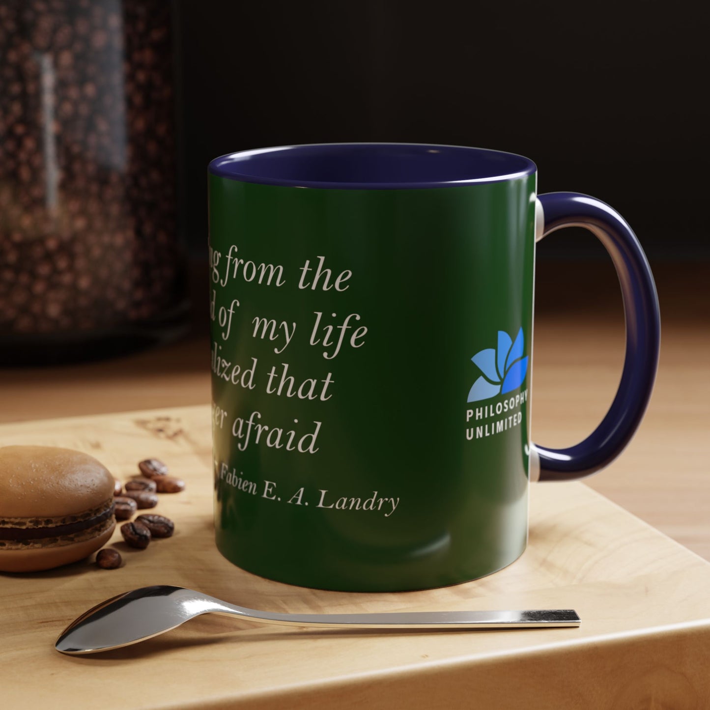 The Storm Is Over Tasse à café Accent™ 11 oz (0,33 L) / 15 oz (0,44 L) (Thème vert) : Citations de Fabien Landry