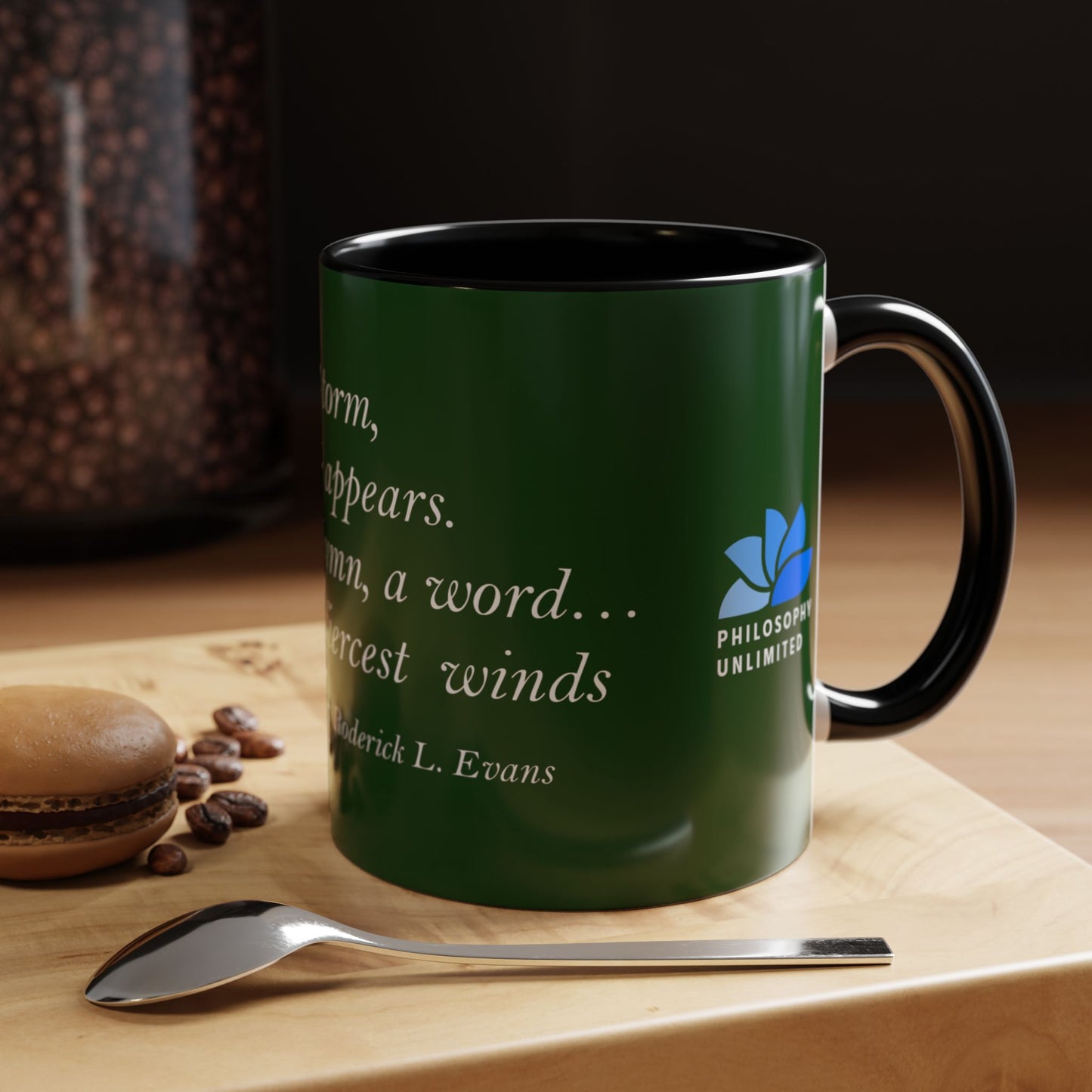 The Storm Is Over Accent™ Kaffekrus 11 oz (0,33 l) / 15 oz (0,44 l) (Grønn Tema): Roderick Evans Quotes
