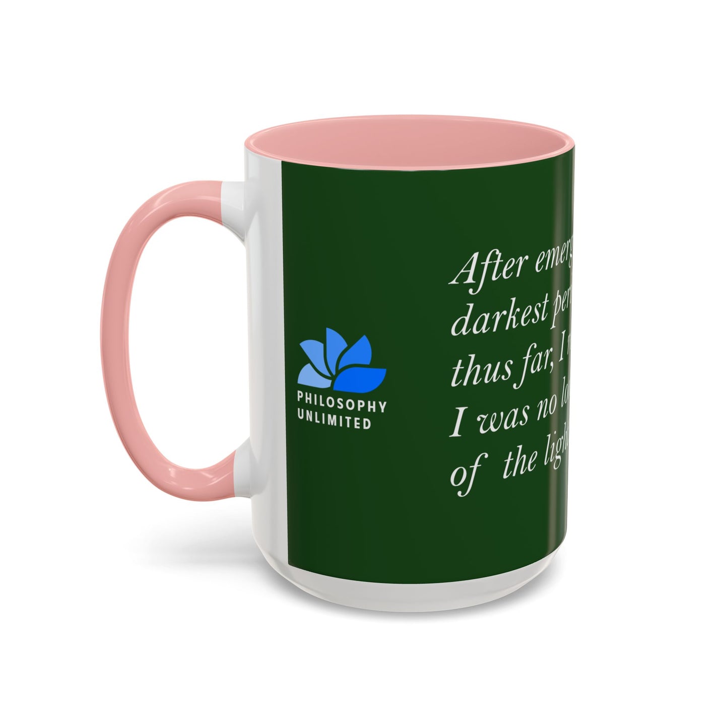 The Storm Is Over Tasse à café Accent™ 11 oz (0,33 L) / 15 oz (0,44 L) (Thème vert) : Citations de Fabien Landry