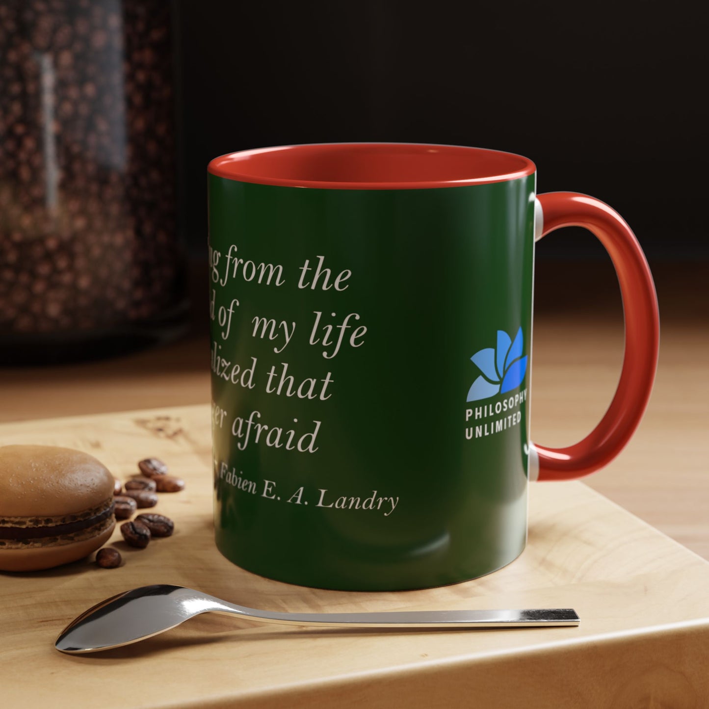 The Storm Is Over Tasse à café Accent™ 11 oz (0,33 L) / 15 oz (0,44 L) (Thème vert) : Citations de Fabien Landry