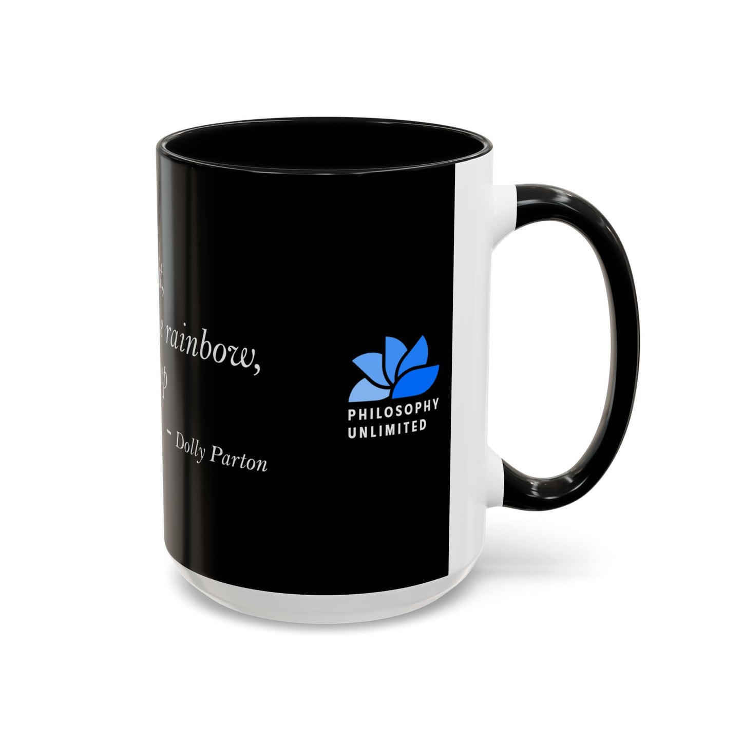 The Storm Is Over Accent™ kaffemugg 11 oz (0,33 L) / 15 oz (0,44 L) (svart tema): Dolly Parton Citat