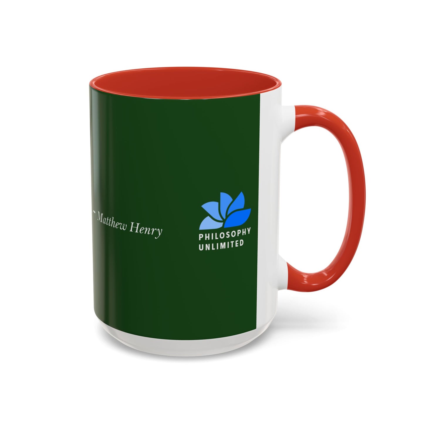 The Storm Is Over Tasse à café Accent™ 11 oz (0,33 L) / 15 oz (0,44 L) (thème vert) : citations de Matthew Henry