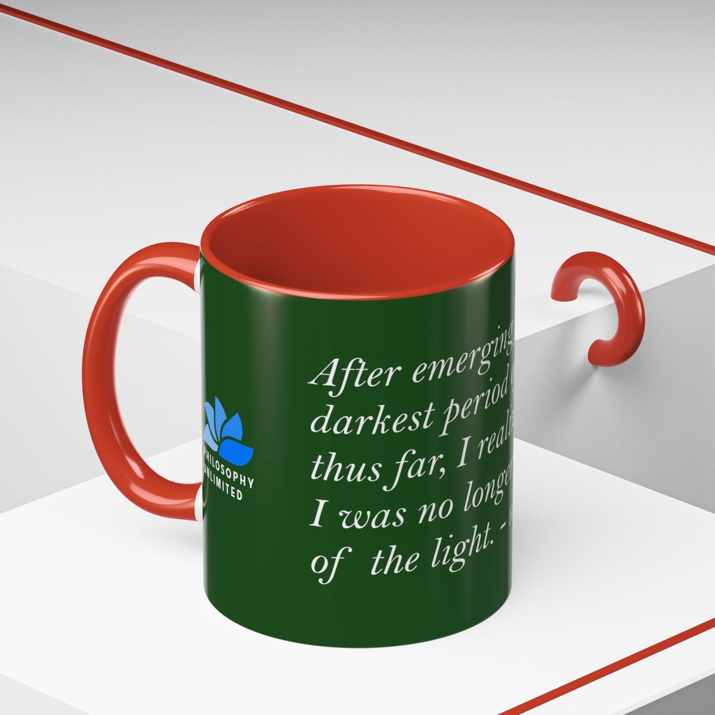 The Storm Is Over Tasse à café Accent™ 11 oz (0,33 L) / 15 oz (0,44 L) (Thème vert) : Citations de Fabien Landry