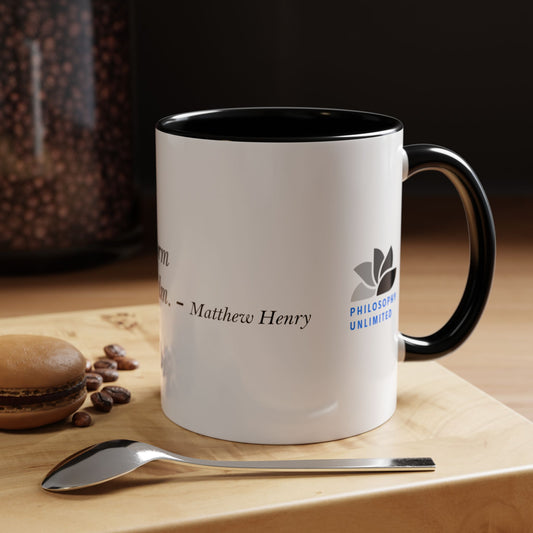 The Storm Is Over Tasse à café Accent™ 11 oz (0,33 L) / 15 oz (0,44 L) (Thème blanc) : Citations de Matthew Henry 