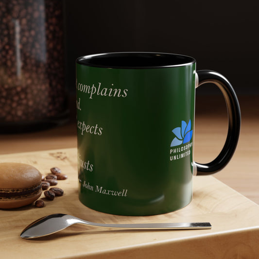 The Storm Is Over Tasse à café Accent™ 11 oz (0,33 L) / 15 oz (0,44 L) (thème vert) : John Maxwell Quotes 